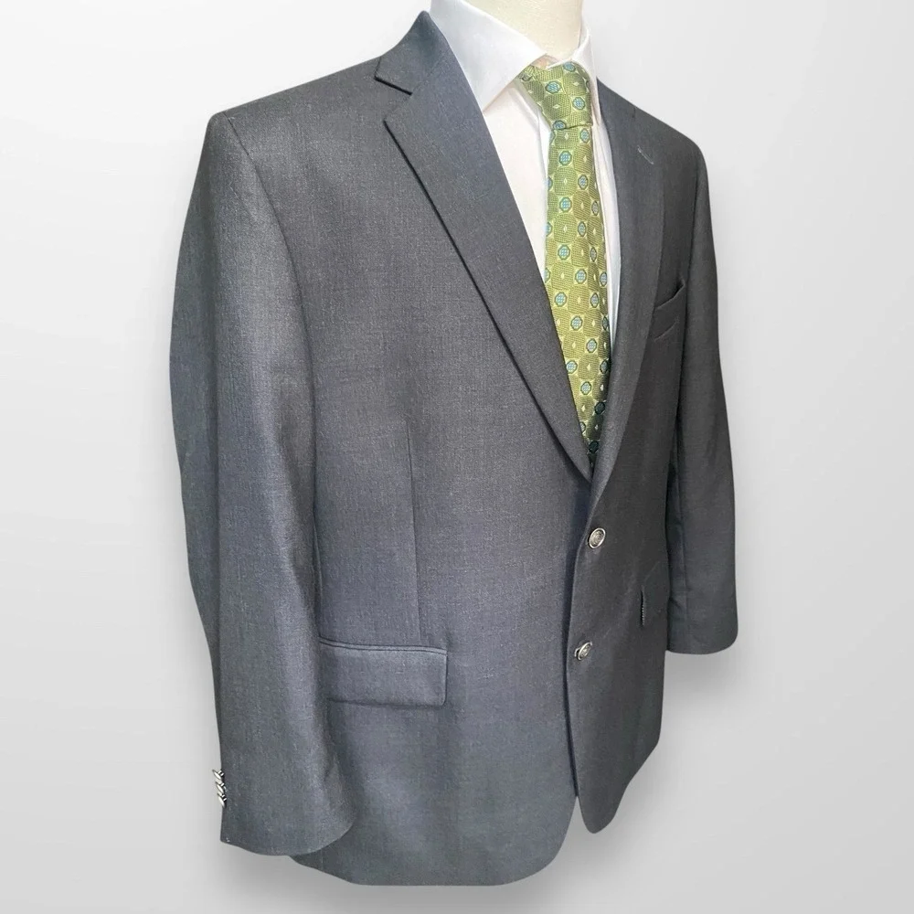 Stafford Mens Size 46R Blazer Sport Coat Gray Wool‎ Suit Jacket Classic Fit